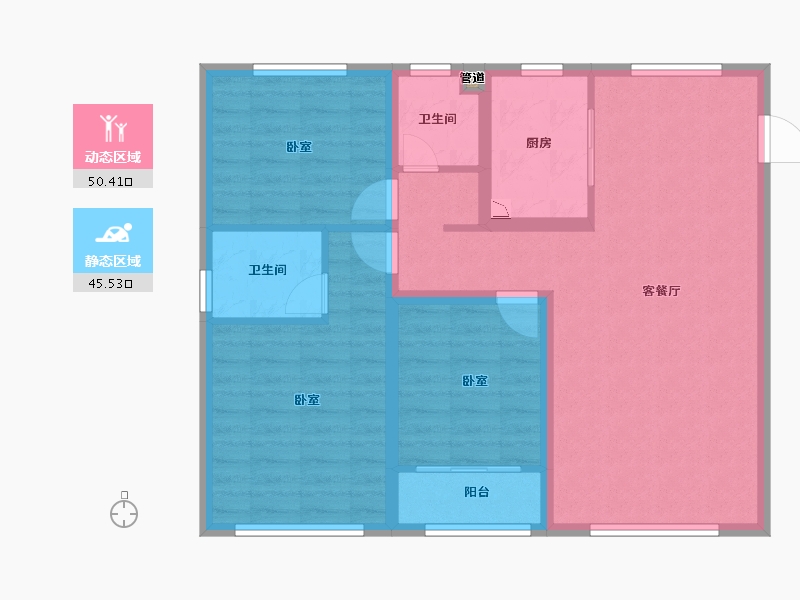 山东省-青岛市-中杰时代公馆-85.81-户型库-动静分区