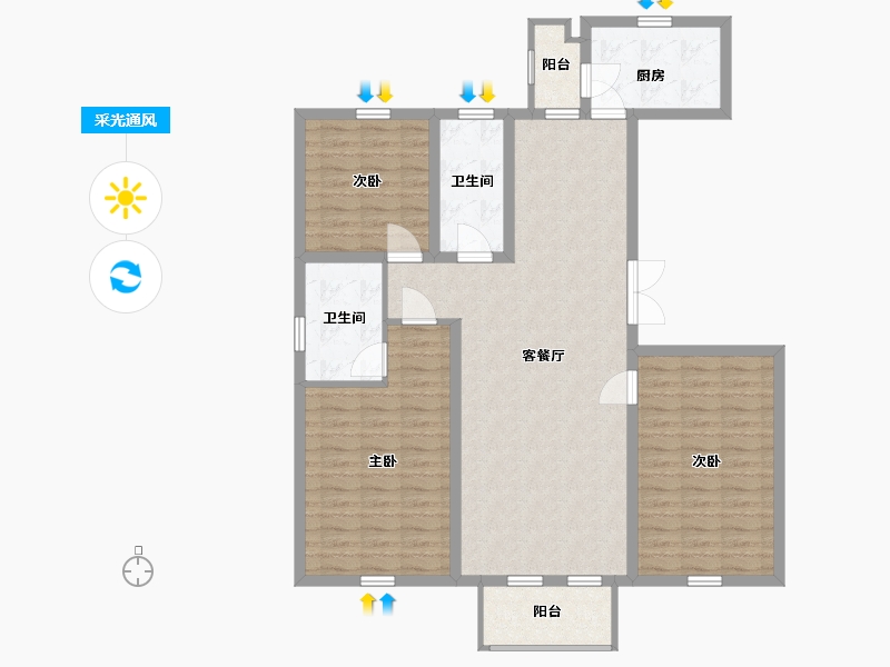 山东省-青岛市-兴源巴黎城-113.00-户型库-采光通风