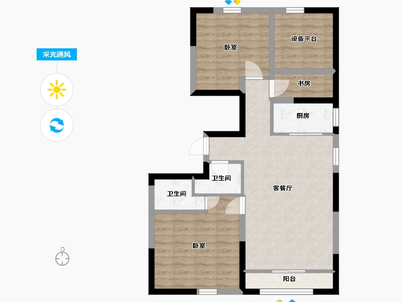 宁夏回族自治区-银川市-巨力·公园悦府-74.01-户型库-采光通风