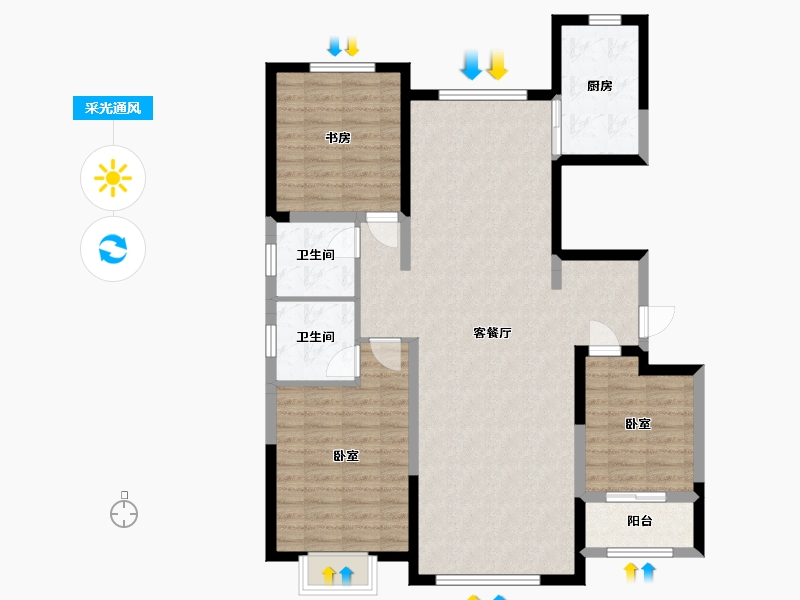 宁夏回族自治区-银川市-巨力·公园悦府-107.41-户型库-采光通风