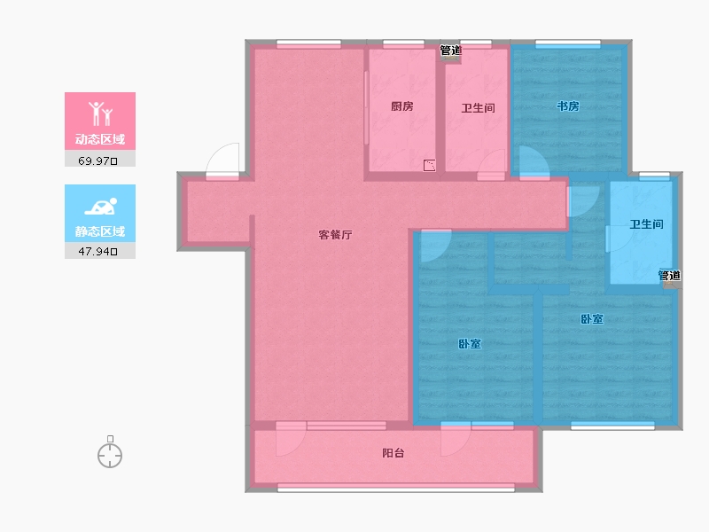 山东省-青岛市-融创青岛东方影都-104.85-户型库-动静分区