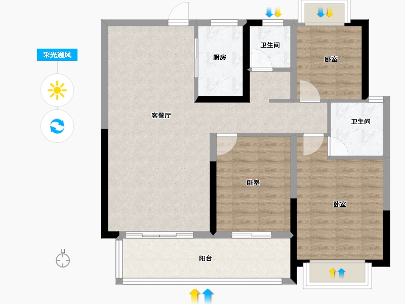 江西省-上饶市-明媚花园-86.00-户型库-采光通风