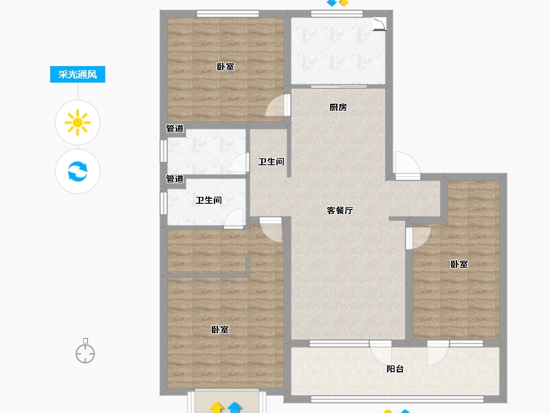 山东省-青岛市-海尔产城创云玺-124.00-户型库-采光通风