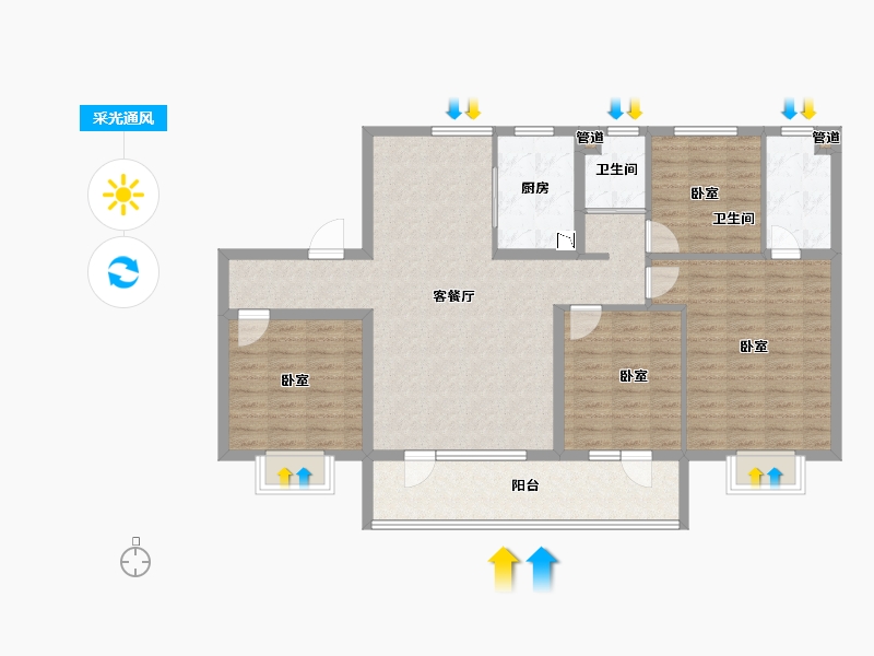 山东省-青岛市-碧桂园翡翠台-114.00-户型库-采光通风