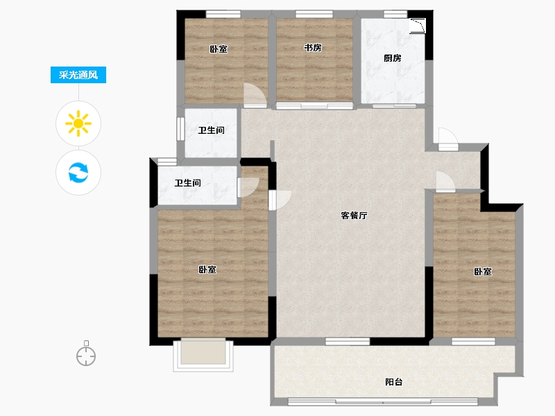 浙江省-嘉兴市-碧桂园·云栖里-104.40-户型库-采光通风