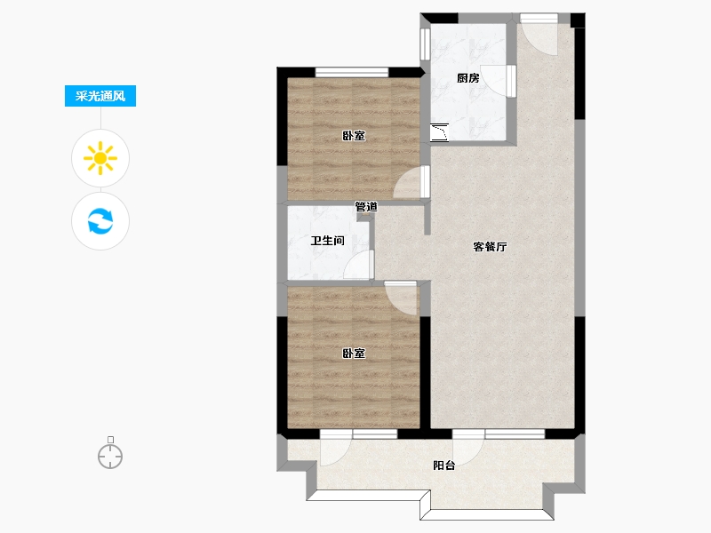 山东省-青岛市-融创青岛东方影都-72.00-户型库-采光通风