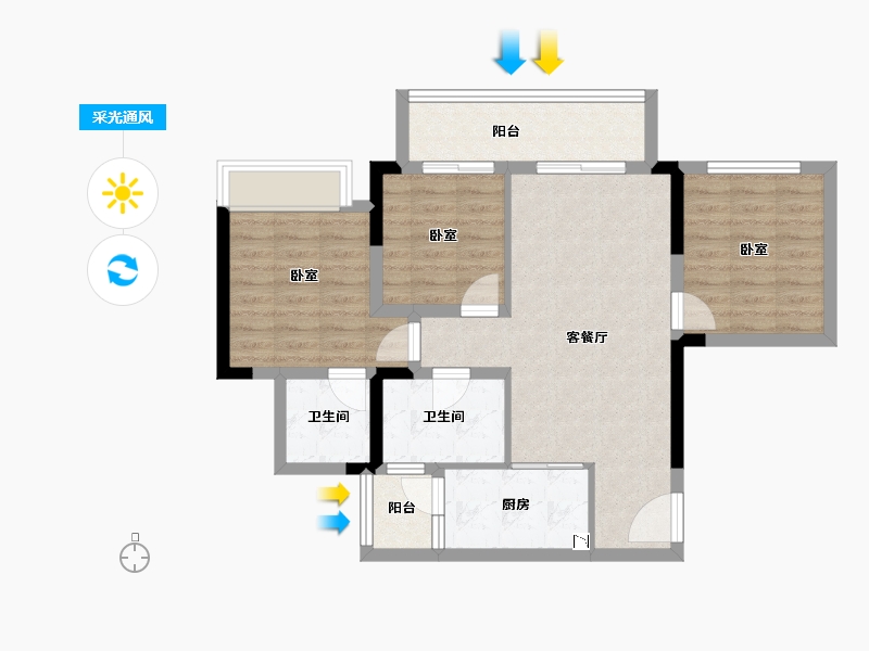 重庆-undefined-金科禹洲府-76.06-户型库-采光通风