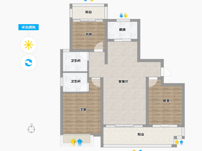 江西省-上饶市-荣盛雲溪府-90.00-户型库-采光通风