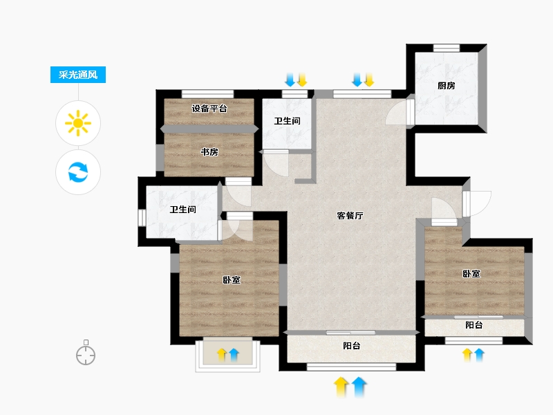 宁夏回族自治区-银川市-巨力·公园悦府-69.55-户型库-采光通风