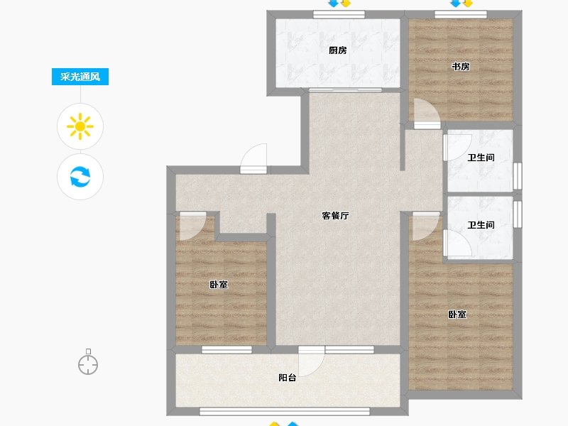 山东省-青岛市-海信城-96.00-户型库-采光通风