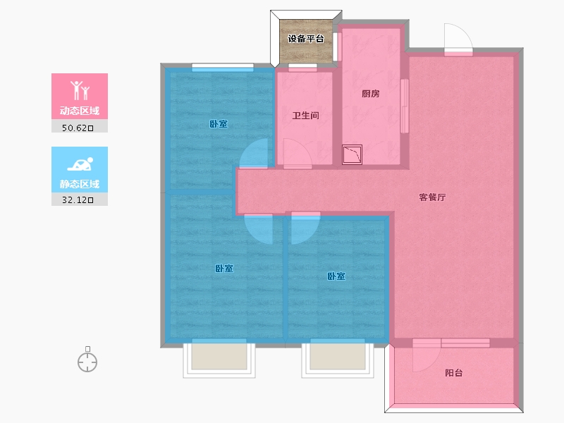 山东省-烟台市-博源滨江ONE-75.26-户型库-动静分区