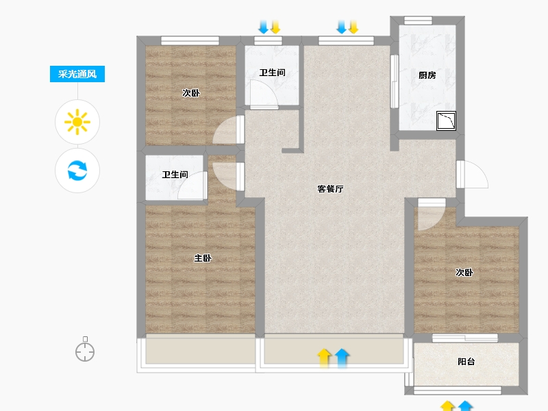 吉林省-长春市-云邸-75.80-户型库-采光通风