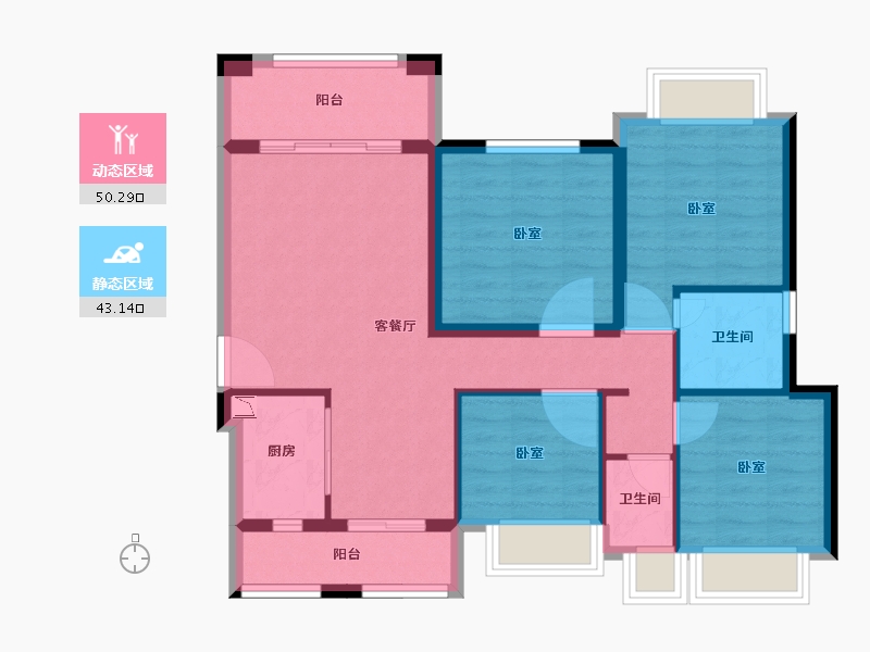 福建省-泉州市-宇创文星阁-82.88-户型库-动静分区