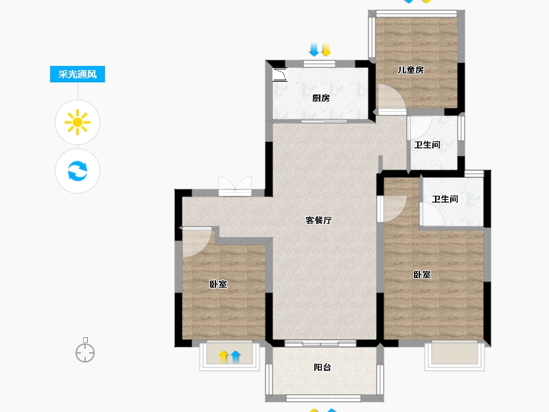 安徽省-合肥市-美的金科郡-90.00-户型库-采光通风