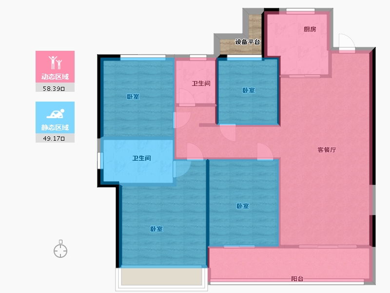 浙江省-温州市-美的旭辉城-100.00-户型库-动静分区