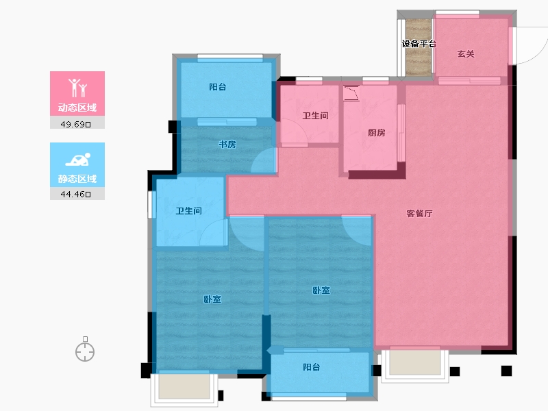 福建省-龙岩市-璞玉滨江-86.00-户型库-动静分区