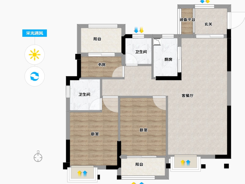 福建省-龙岩市-璞玉滨江-86.00-户型库-采光通风