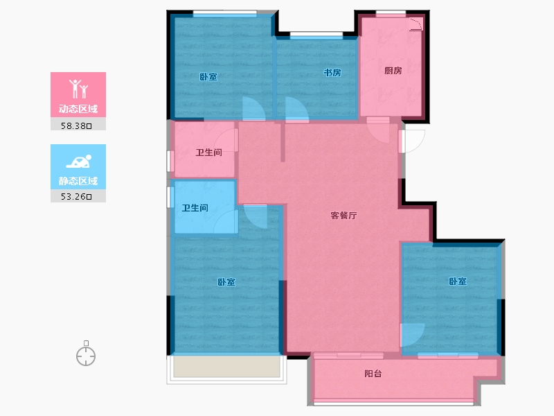 浙江省-金华市-大家新鸿万锦城-101.05-户型库-动静分区