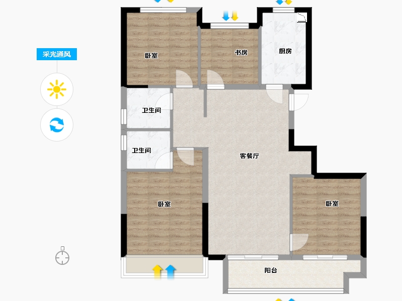 浙江省-金华市-大家新鸿万锦城-101.05-户型库-采光通风