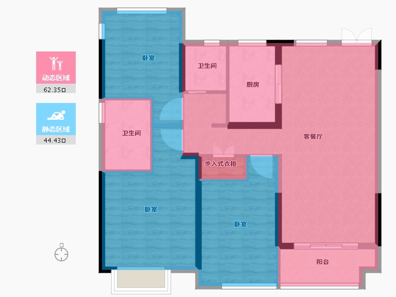 浙江省-宁波市-荣安香园3期公园半岛-96.00-户型库-动静分区