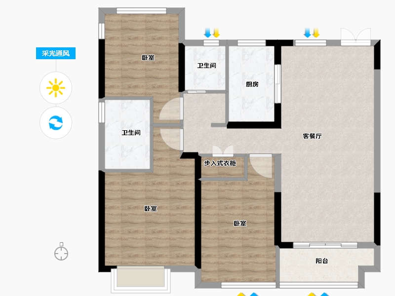 浙江省-宁波市-荣安香园3期公园半岛-96.00-户型库-采光通风