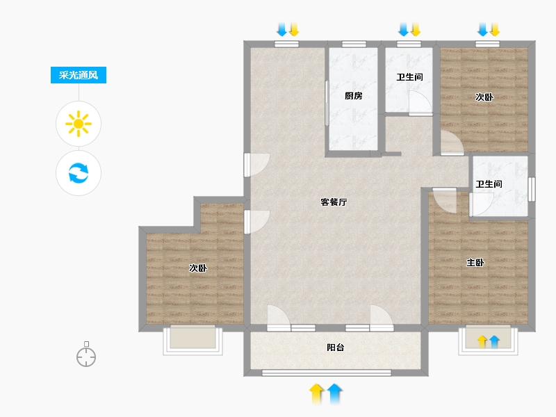 山东省-青岛市-鲁骐金岸世家-114.00-户型库-采光通风