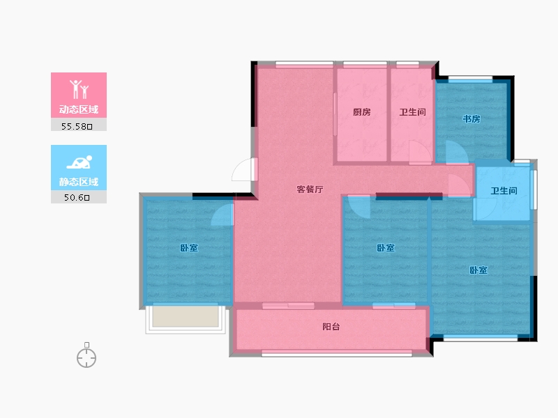 浙江省-杭州市-万城杭宁府-96.00-户型库-动静分区