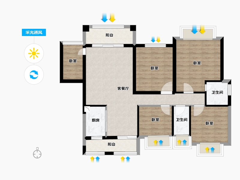 福建省-泉州市-宇创文星阁-85.90-户型库-采光通风