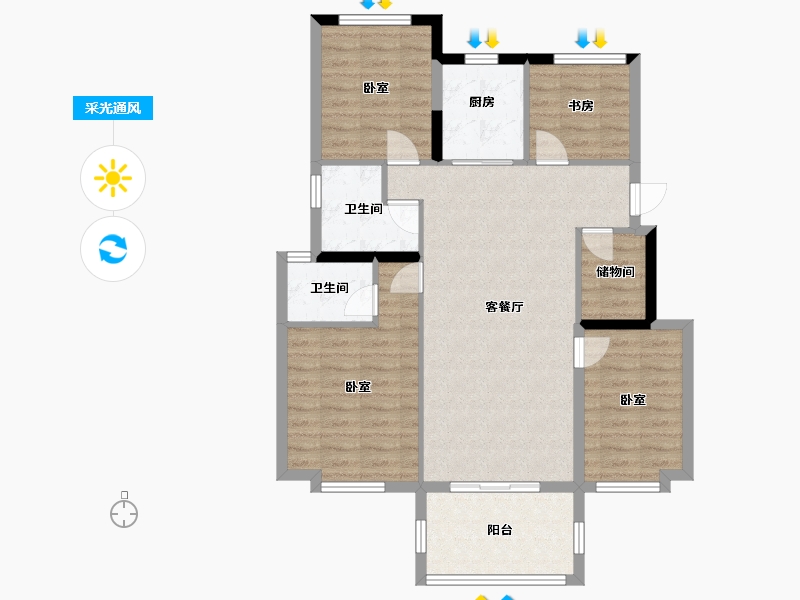 江苏省-镇江市-朗诗万都玲珑樾-92.50-户型库-采光通风