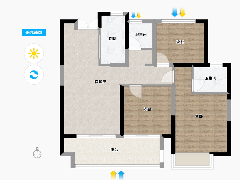 江西省-上饶市-友邦皇家公馆二期-80.00-户型库-采光通风