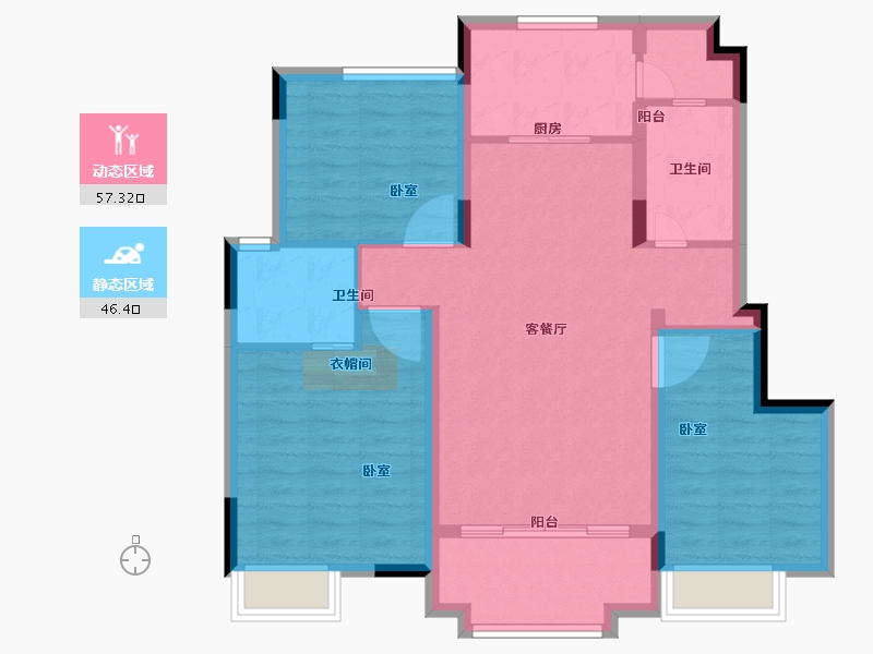 河南省-郑州市-万科美景魅力之城-93.00-户型库-动静分区