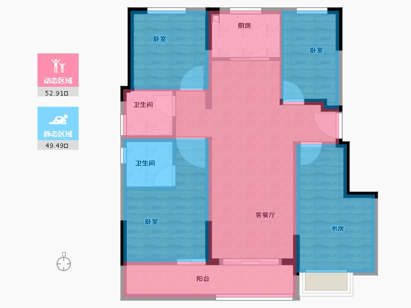 安徽省-合肥市-世茂云锦-91.00-户型库-动静分区