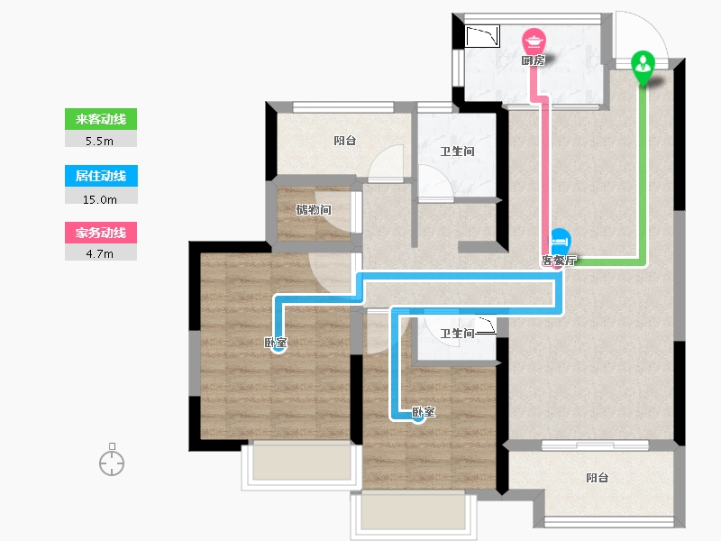 浙江省-舟山市-宋都·蓝郡国际-76.00-户型库-动静线