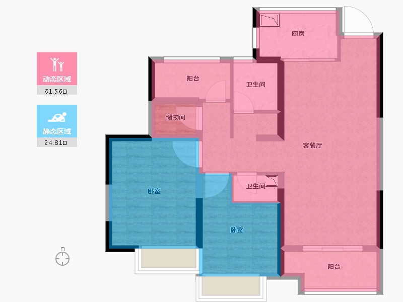 浙江省-舟山市-宋都·蓝郡国际-76.00-户型库-动静分区