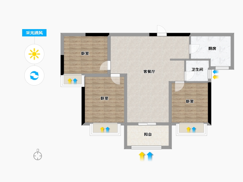 江苏省-镇江市-中南·公园1号-86.00-户型库-采光通风