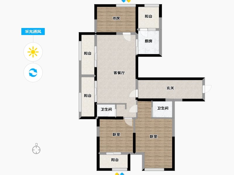 浙江省-湖州市-鲁能公馆-113.12-户型库-采光通风