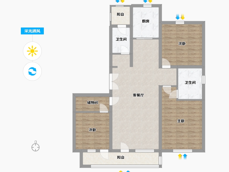 山东省-青岛市-盛世桃源-97.30-户型库-采光通风