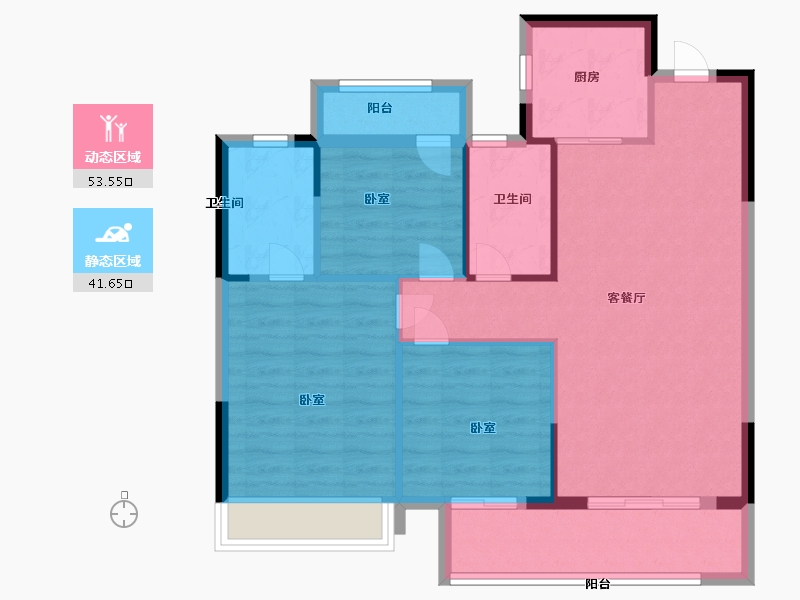 浙江省-温州市-金科银城文华府-86.00-户型库-动静分区