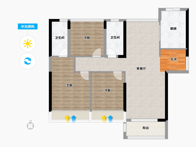 安徽省-黄山市-鸿威·春江丽景花园-98.32-户型库-采光通风