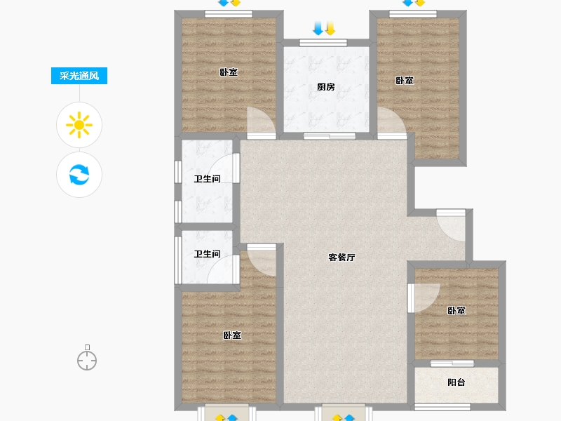 山东省-淄博市-财富世家-119.49-户型库-采光通风