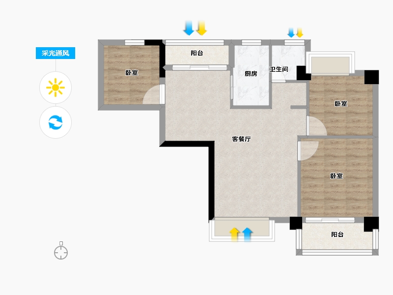 福建省-泉州市-安溪弘桥世界城-68.00-户型库-采光通风