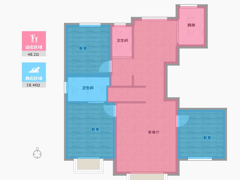 新疆维吾尔自治区-乌鲁木齐市-坤鸿园-76.83-户型库-动静分区