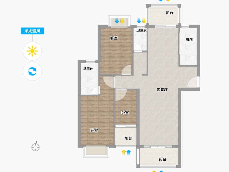 福建省-漳州市-映山红花园-99.42-户型库-采光通风