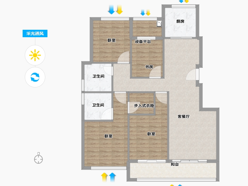 浙江省-舟山市-绿城·海棠园-108.00-户型库-采光通风