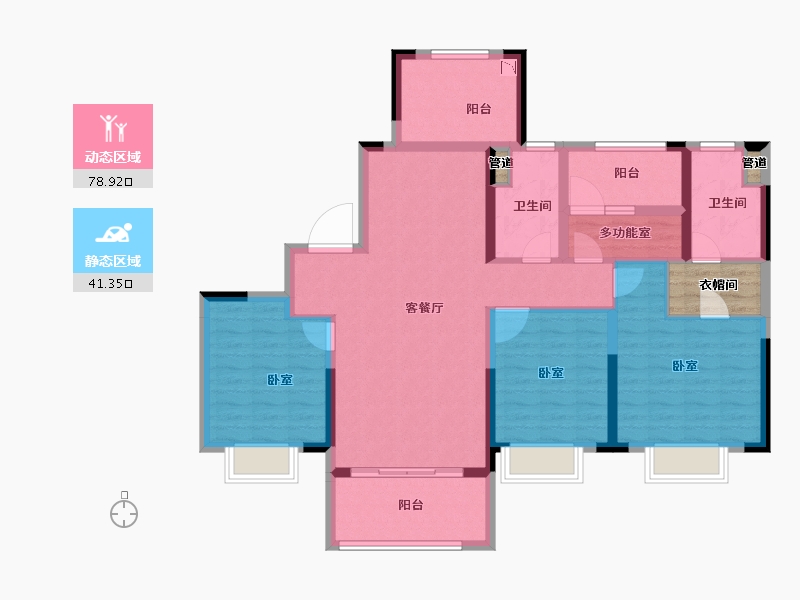 浙江省-宁波市-凯旋府-111.00-户型库-动静分区