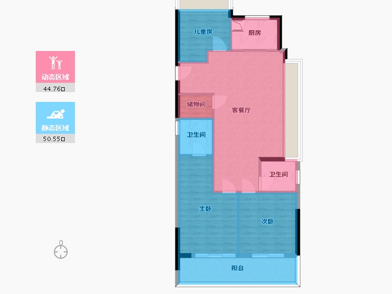 浙江省-杭州市-大家湛景天承美筑-86.45-户型库-动静分区