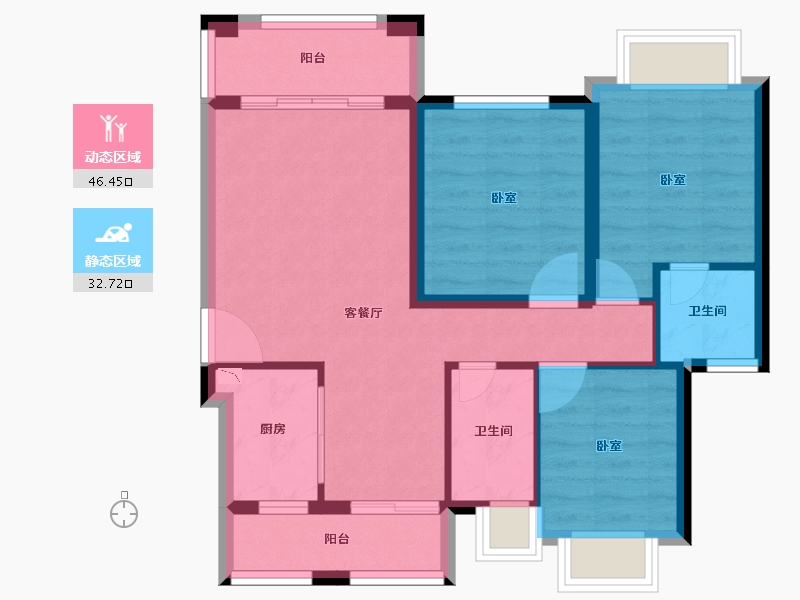 福建省-泉州市-宇创文星阁-69.88-户型库-动静分区