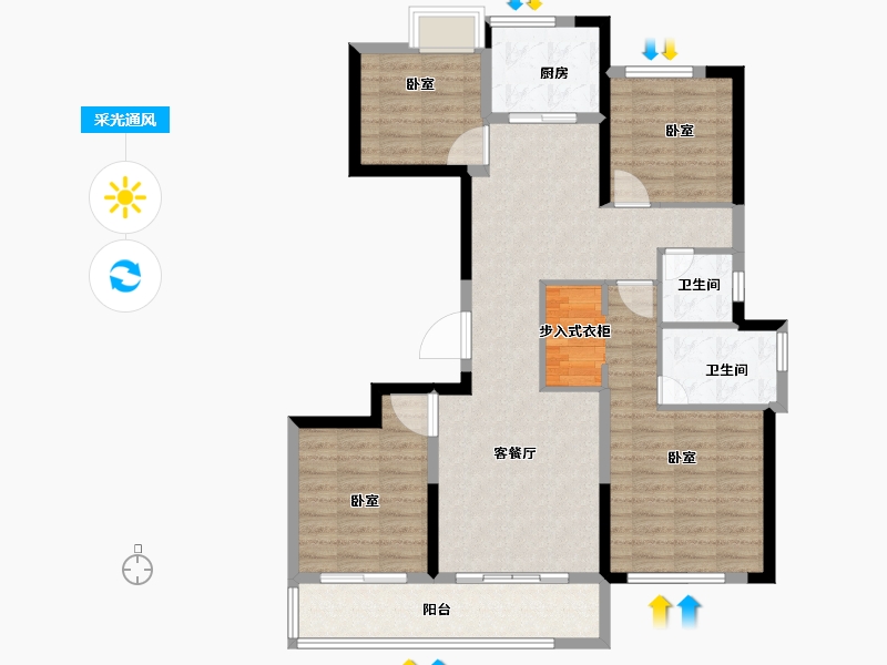 福建省-龙岩市-紫金山体育公园-103.00-户型库-采光通风