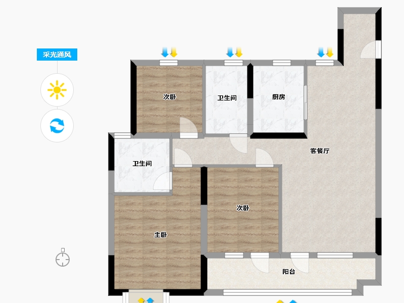 山东省-青岛市-青岛龙湖西府原著-92.00-户型库-采光通风