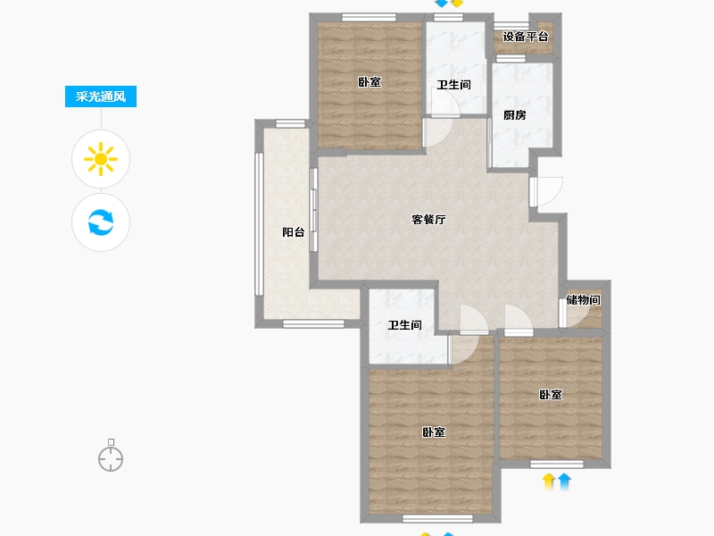 浙江省-湖州市-德清瑞鑫禹悦府-104.00-户型库-采光通风